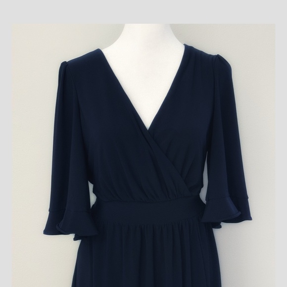 Eliza J Faux Wrap Dress Flutter Sleeve Elastic Waist V-Neck Surplice Bodice 10 - Picture 5 of 11